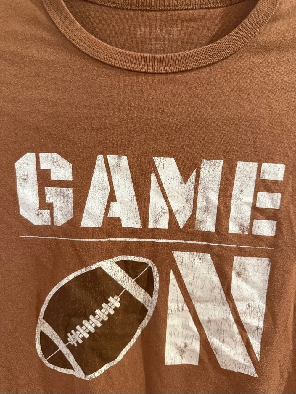 GAME ON Boys Football T‑Shirt in Brown Size XL 14/16